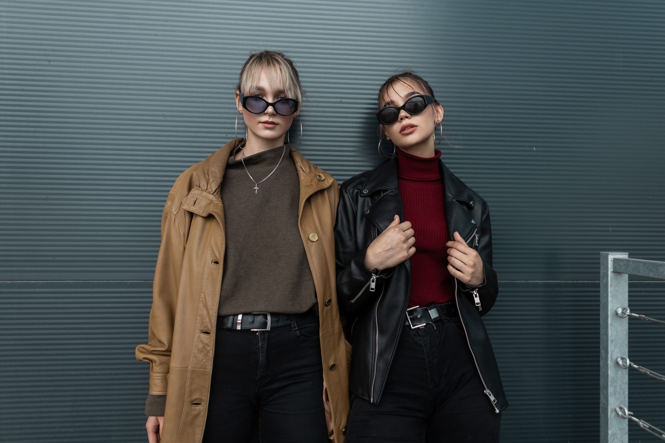 Trendy outfits with jackets and sunglasses