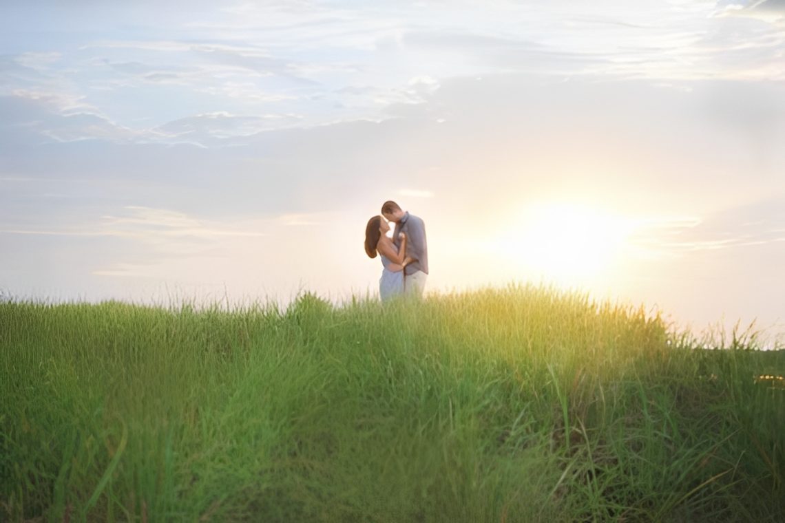 Romantic sunset moment in nature
