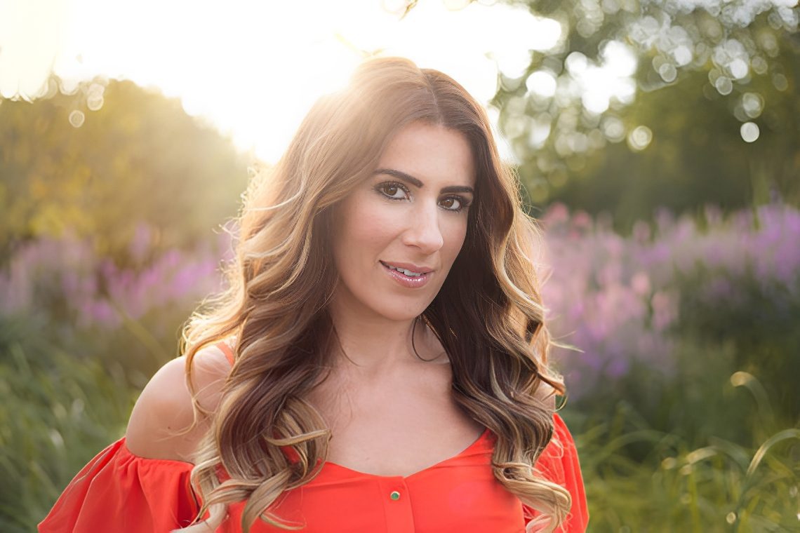 Smiling woman in garden setting
